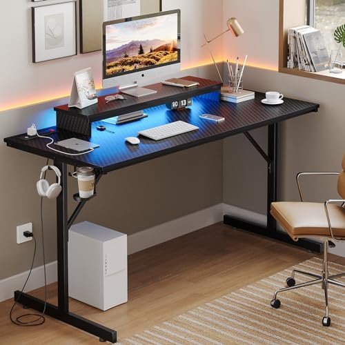 Bestier 52-inch Gaming Desk with Power Outlets & USB Charging Ports
