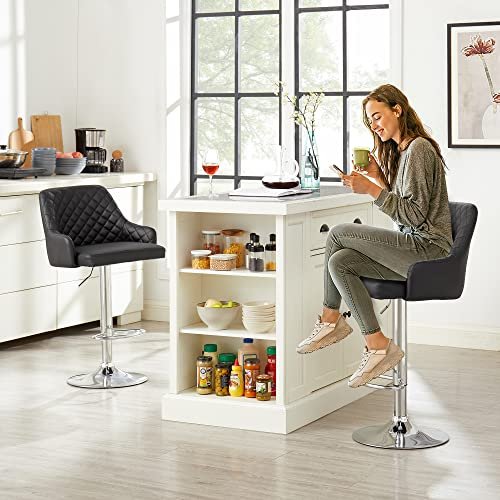 VECELO Adjustable Bar Stools Set of 4 with Backs