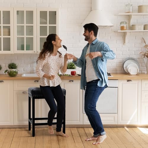 Superone Modern 24-Inch Black PU Bar Stools for Kitchen Island