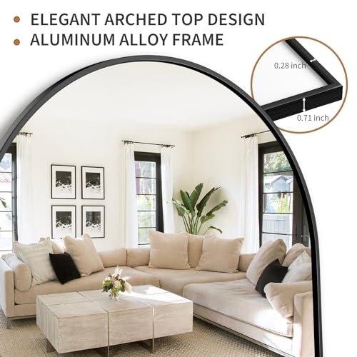 Black Arched Full-Length Mirror for Living Room and Bedroom
