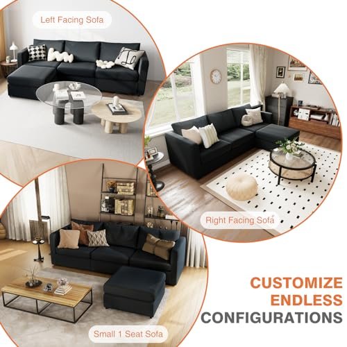 Dark Grey L-Shaped Modular Sleeper Sofa for Home and Apartment