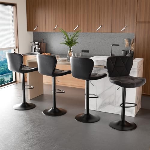 4-Piece Modern Adjustable Swivel Bar Stool Set for Kitchen Island