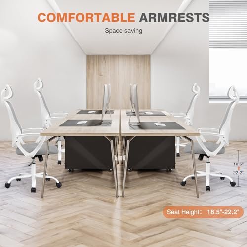 Ergonomic Office Chair with Headrest and Lumbar Support - Grey