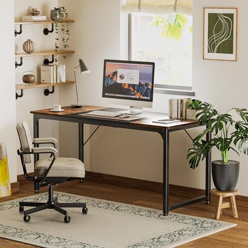 Rustic 63-Inch Computer Desk for Home Office and Study