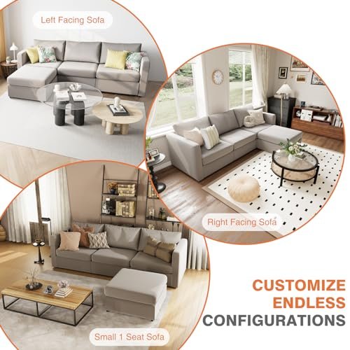 Superone Grey Modular Sectional Sofa for Living Room