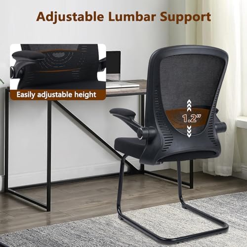 Lumbar Support Guest Chair with Flip-up Armrest for Office