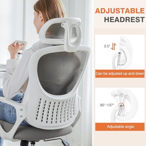 Adjustable Headrest Ergonomic High-Back Mesh Office Chairs