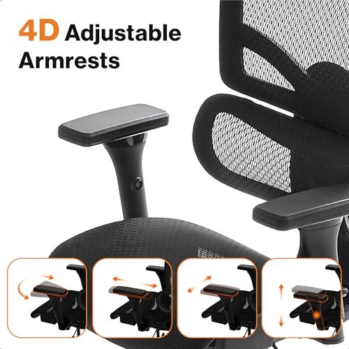 Ergonomic Mesh Office Chair with Adjustable Arms and Seat