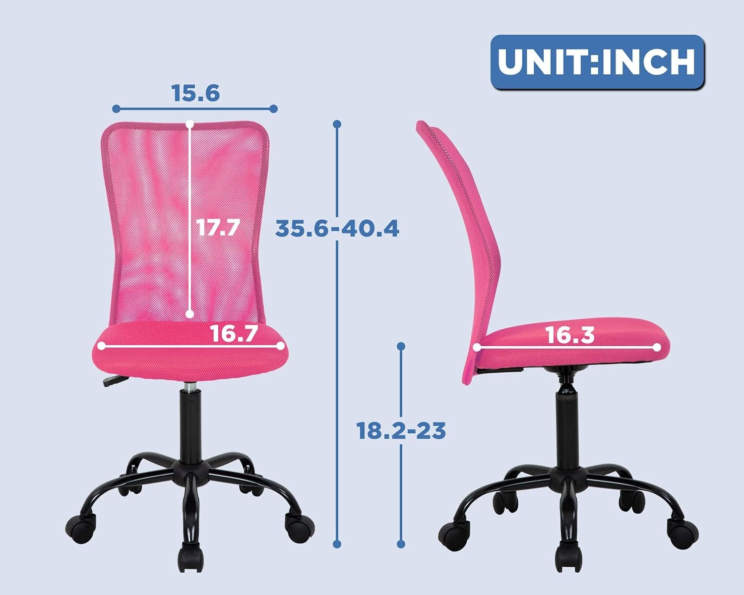 Pink Ergonomic Mesh Office Chair with Lumbar Support