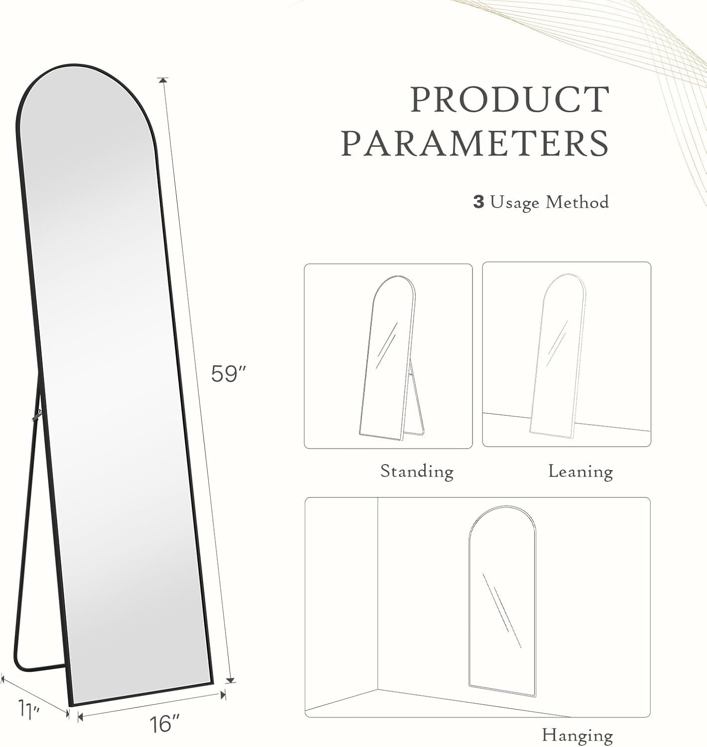 Living Room & Cloakroom Full-Length Floor Mirror