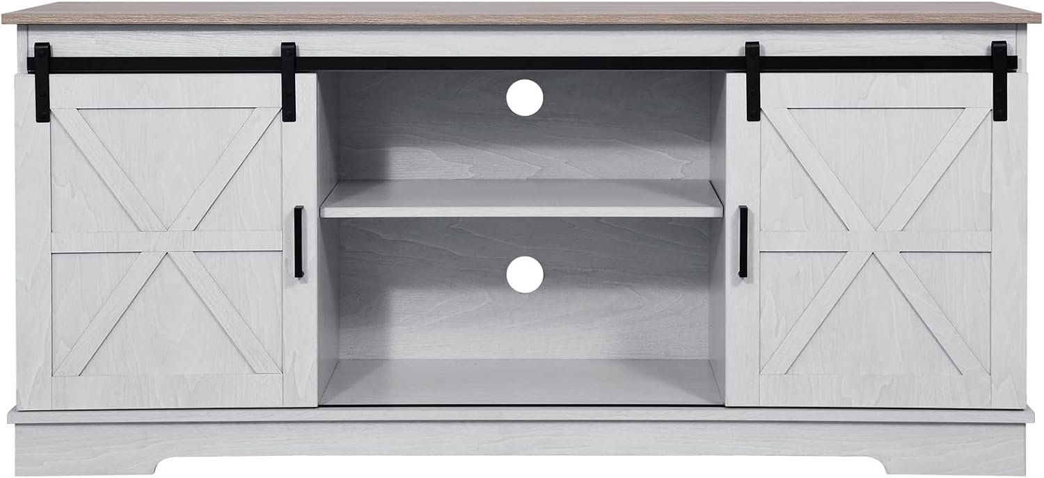 Farmhouse 65/60/55 Inch TV Stand with Sliding Barn Door