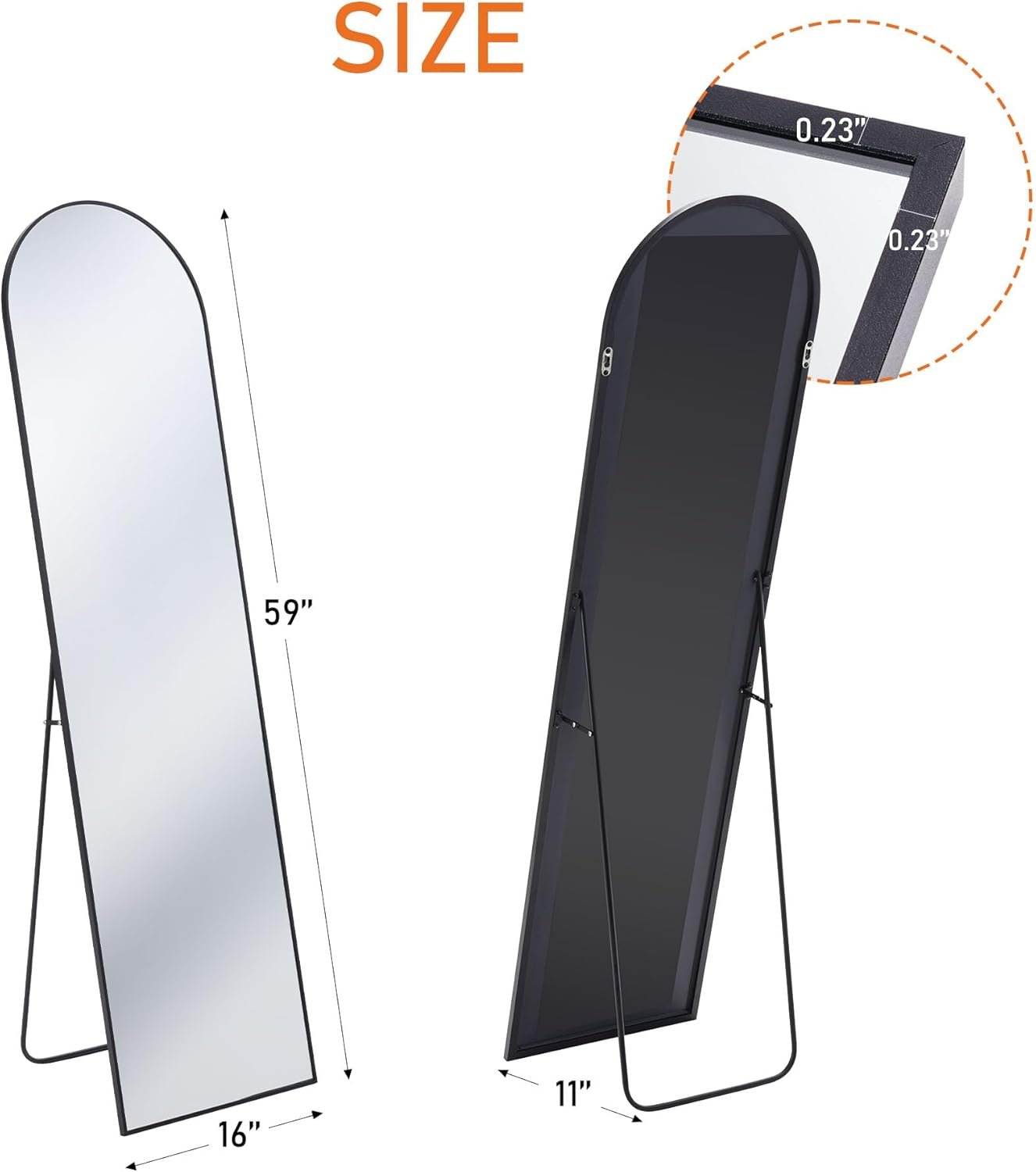 Full Length Floor Mirror for Bedroom and Cloakroom