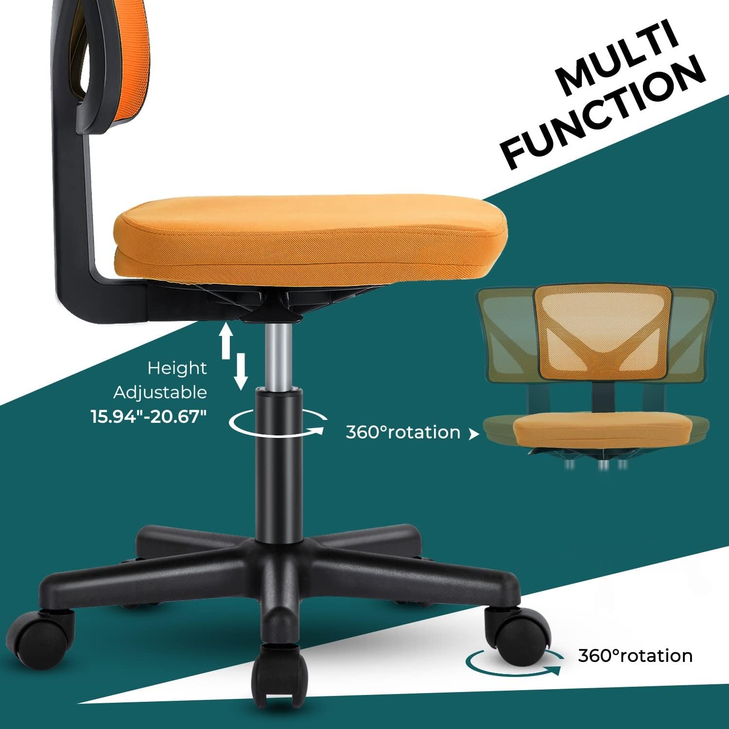Ergonomic Swivel Rolling Chair for Small Spaces