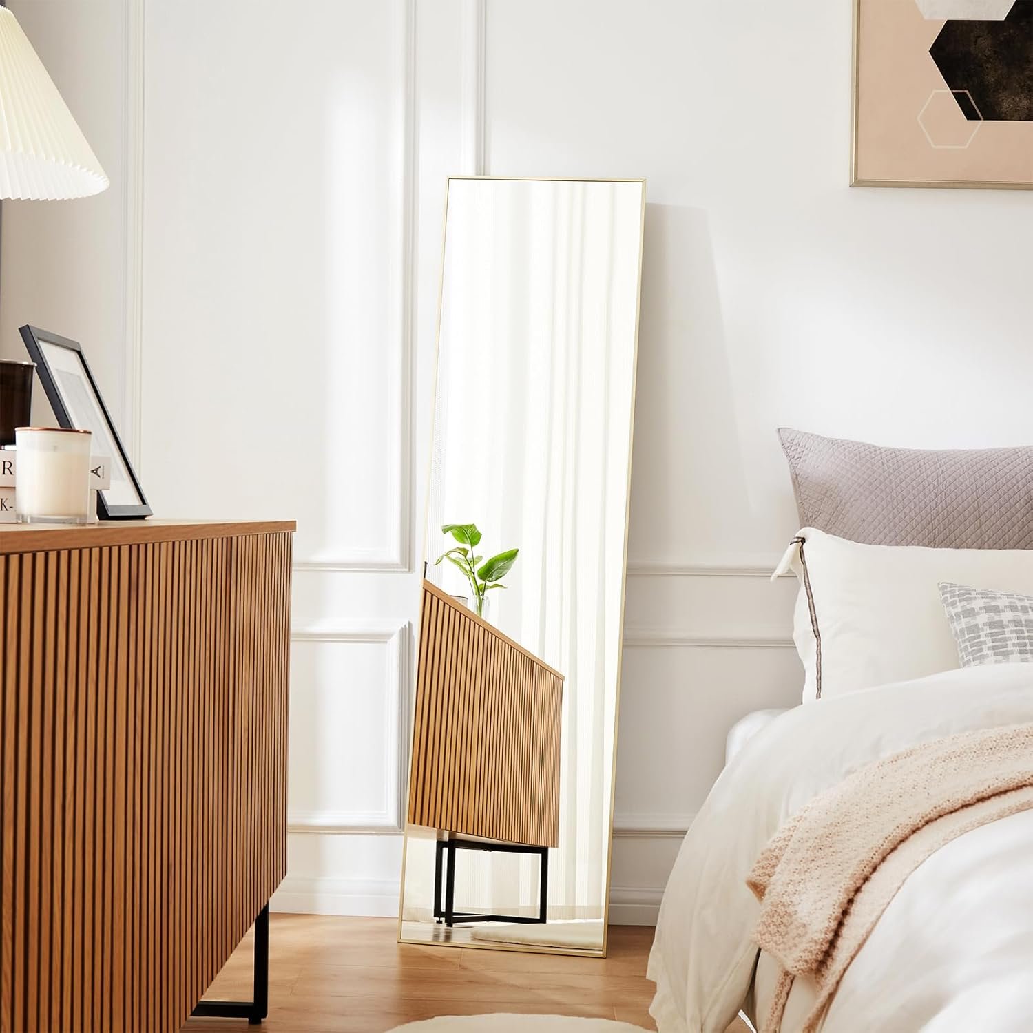 59x16 Inch Full Body Mirror with Aluminum Frame for Bedroom and Living Room