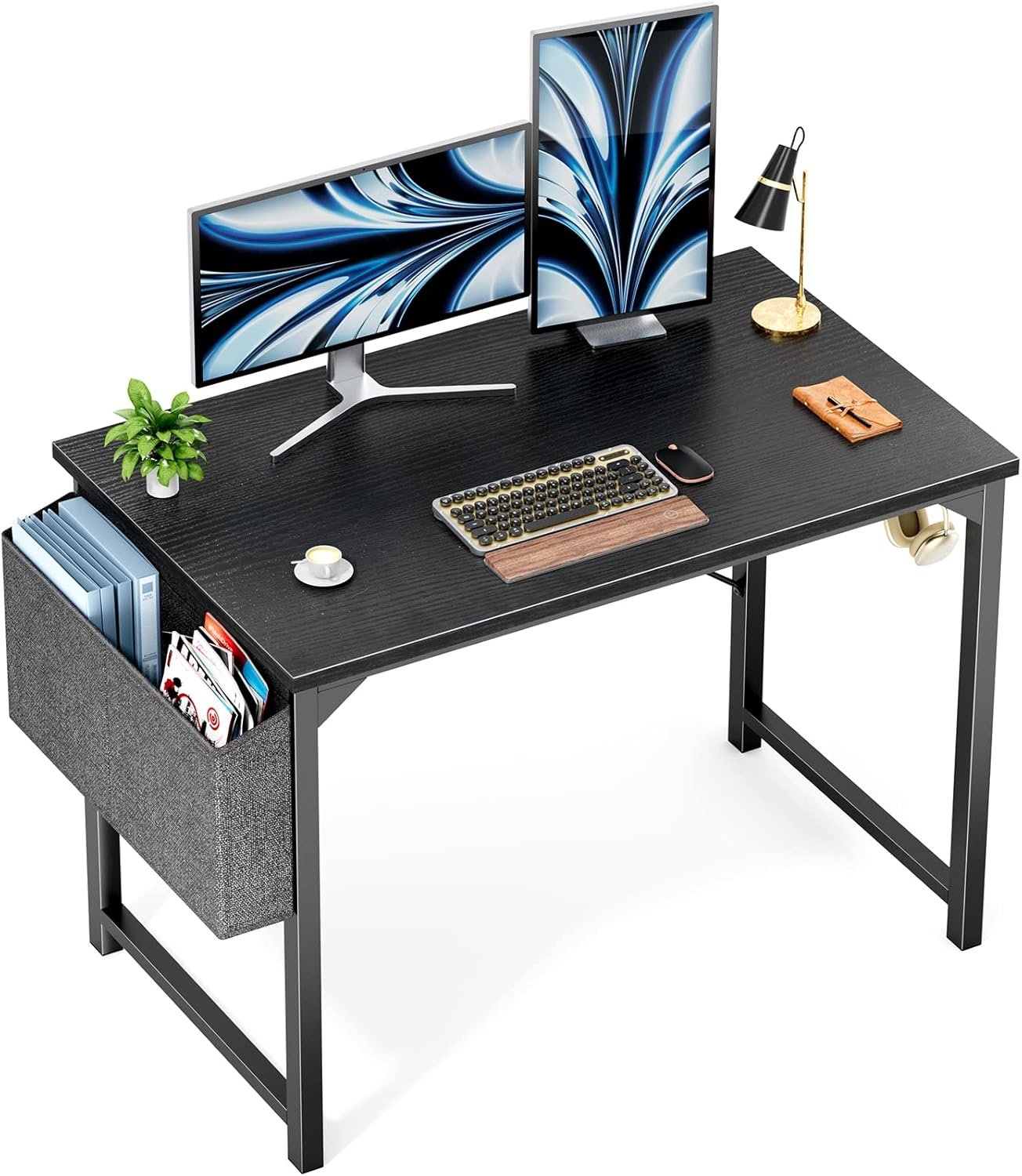 OLIXIS Black Small Computer Desk for Home Office, Study, Kids