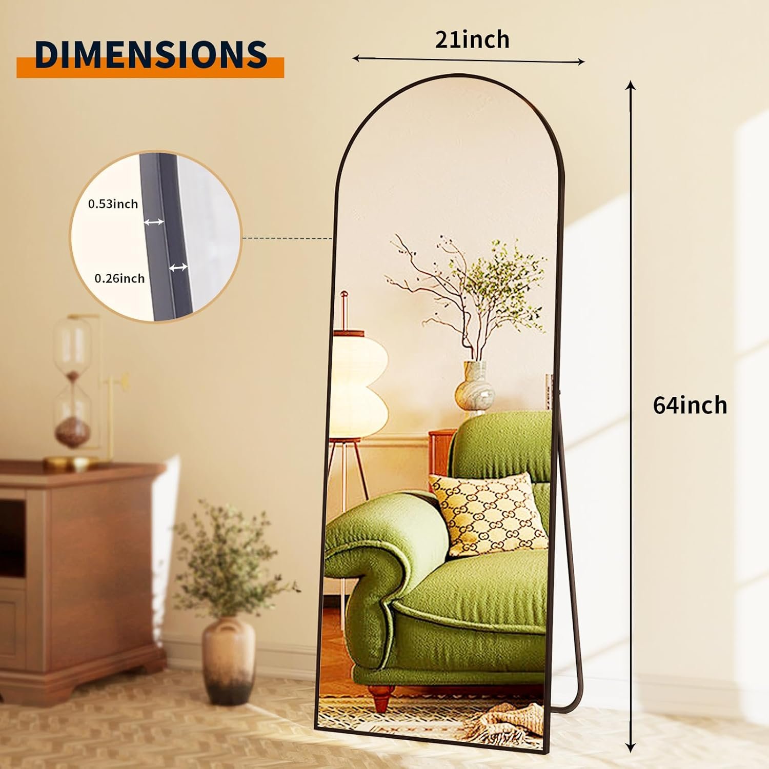Premium Arched Full-Length Mirror for Bedroom and Living Room