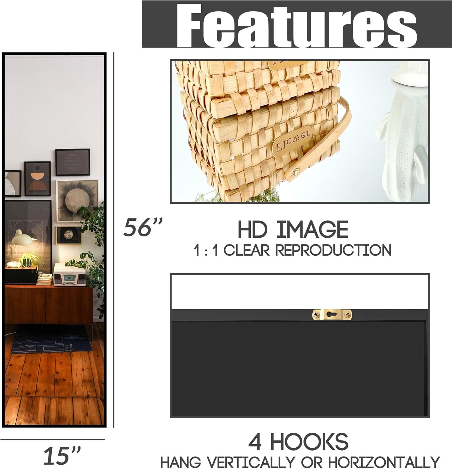 Aluminium Frame Full-Length Bedroom Mirror