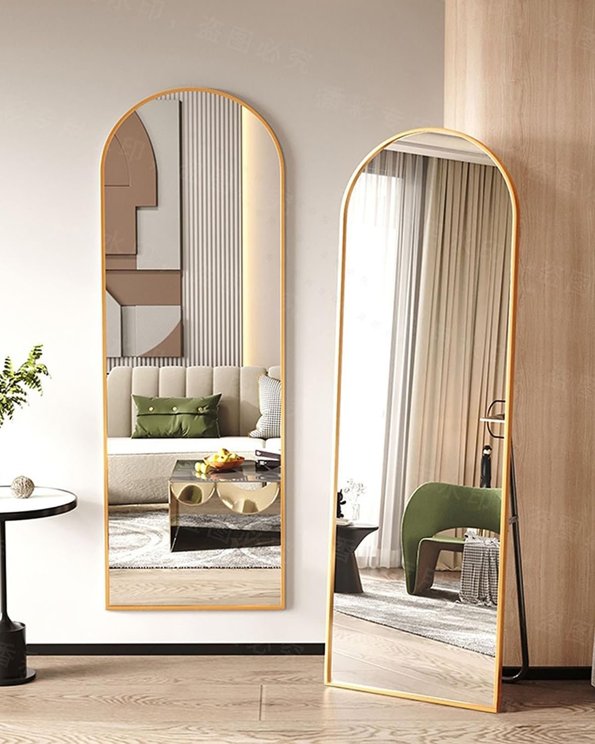 Gold Arch Full-Length Floor Mirror