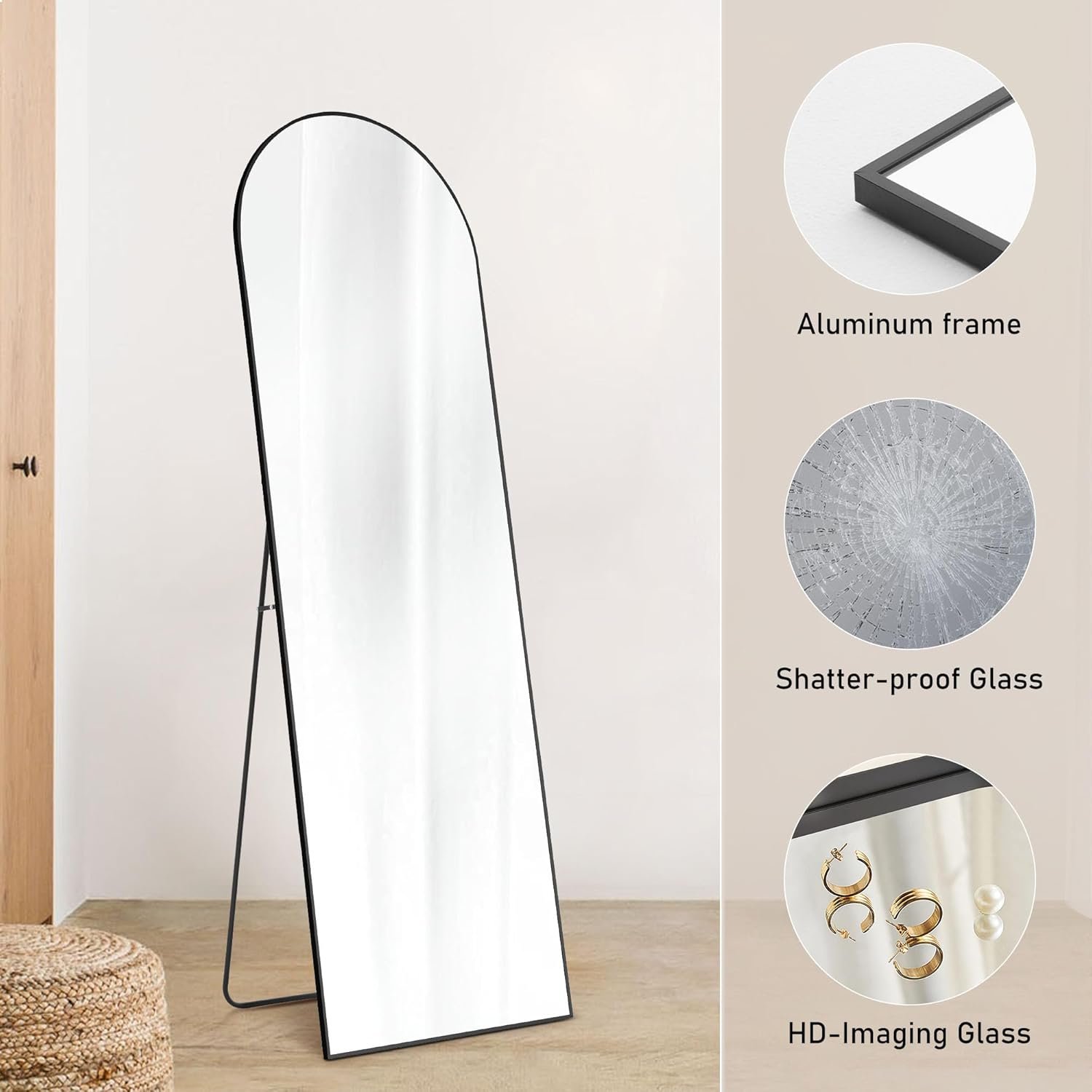 Elegance Bedroom Full-Length Arched Mirror