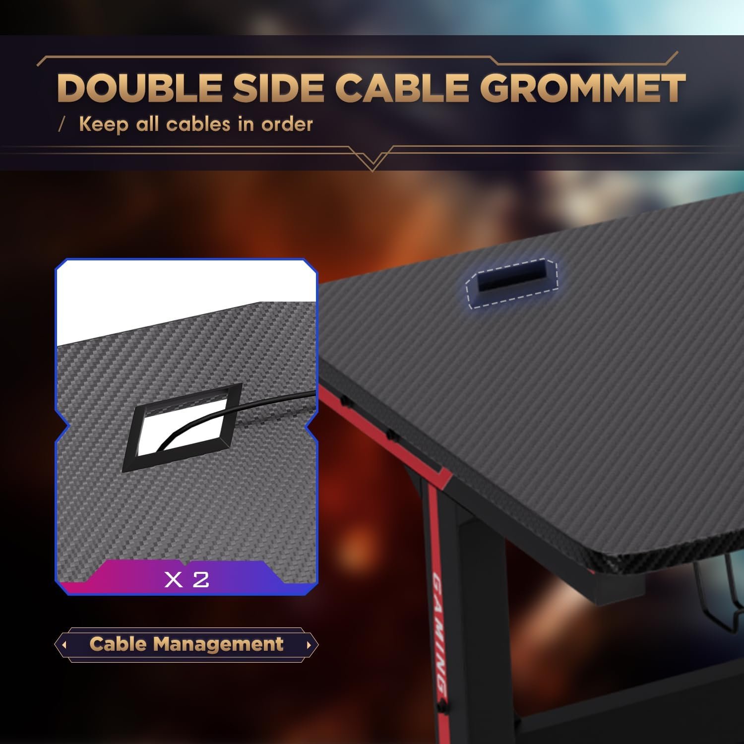 Ergonomic 47 Inch Gaming Desk for Home Office