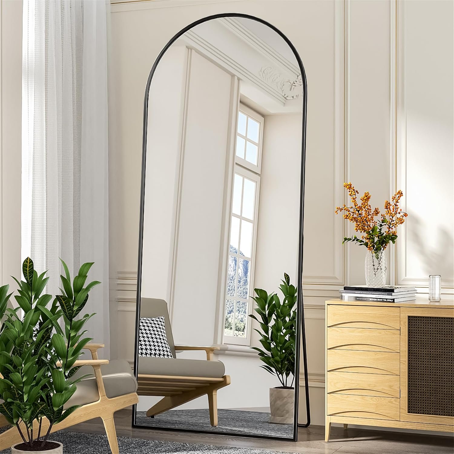 Black Full-Length Arch Mirror, 71x28