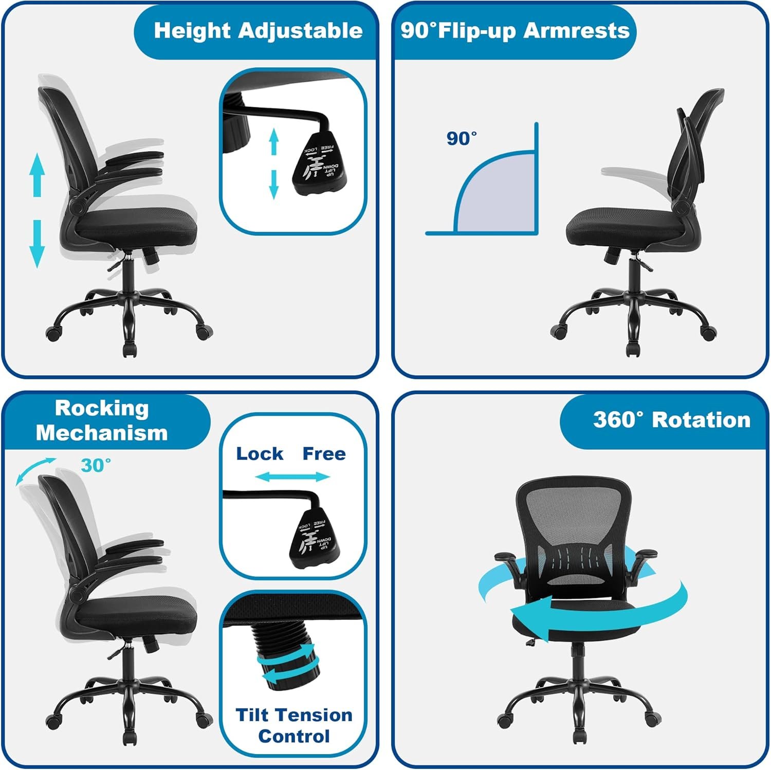 Ergonomic Mesh Office Chair with Lumbar Support and Adjustable Height
