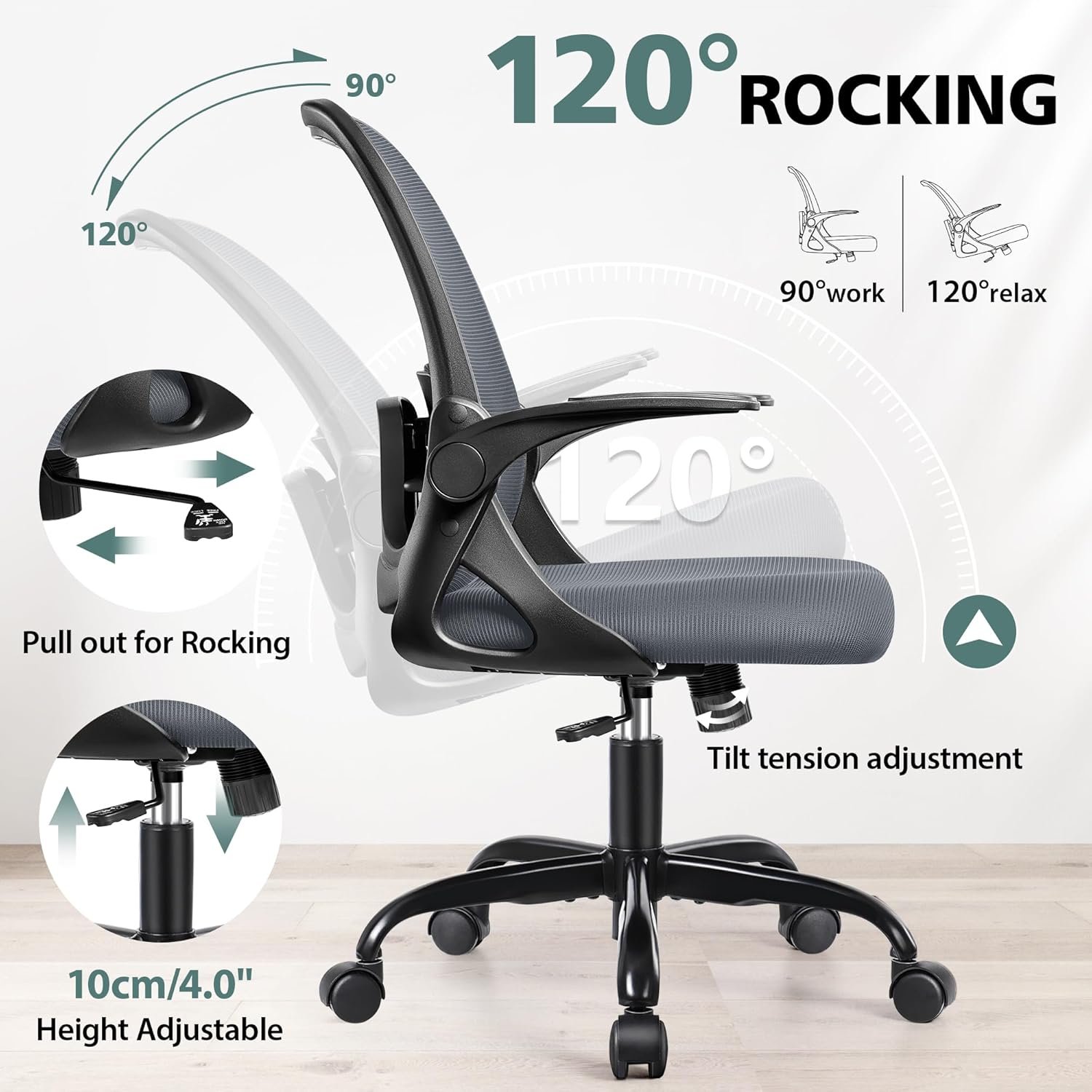Ergonomic Office Chair with Lumbar Support and Adjustable Arms