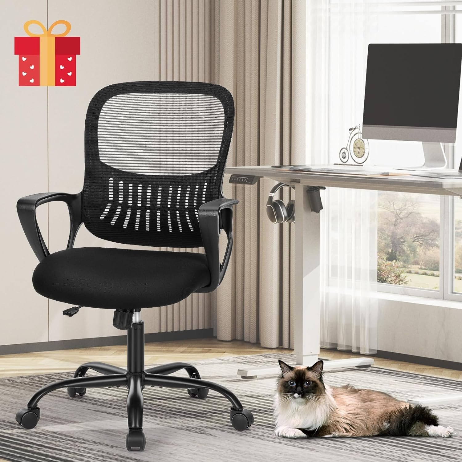Ergonomic Mid-Back Mesh Office Chairs for Adults