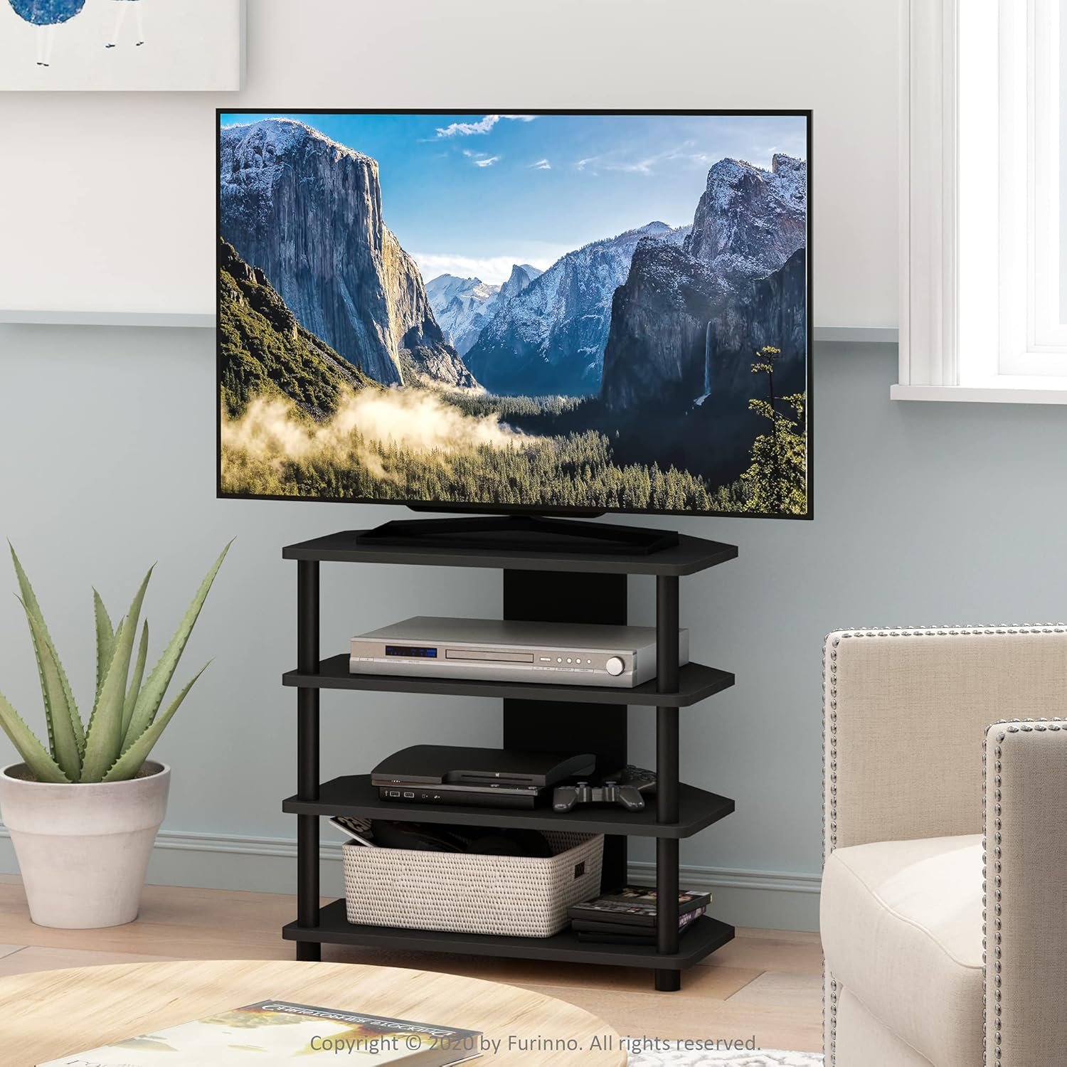 Furinno Blackwood Turn-N-Tube 4-Tier TV Stand & Entertainment Center